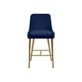 thumbnail image 4 of Homestock African Artifacts Modern, Contemporary Velvet Upholstered Counter Stool with Polished Gold Metal Legs, Set of 2, 23" W x 21" D x 40" H, Ideal for Bar and Pub Height Tables-Color:Navy, 4 of 10