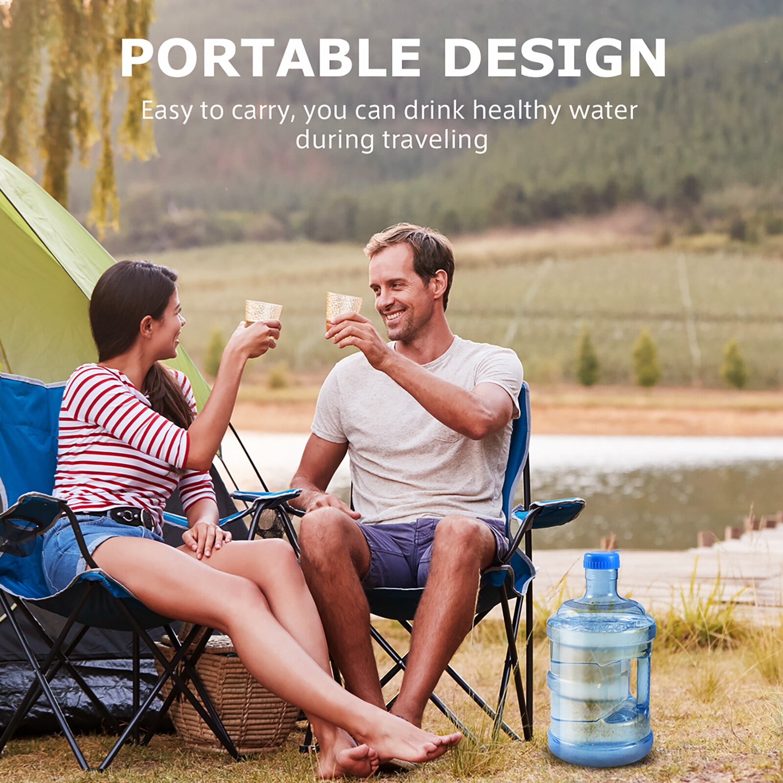 5 Liters Reusable Plastic Water Bottle Gallon Jug Container Plastic Crown Cap Water Bottle Container for Drinking Bathing Camping Hiking