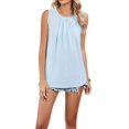 thumbnail image 2 of Women's Sleeveless Tank Tops Summer Pleated Loose Fit Top for Women Casual Round Neck Shirts S, 2 of 10