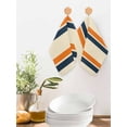 thumbnail image 2 of Orange Blue Stripe Kitchen Dish Towels for Drying Dishes Set of 3, Minimalist Farmhouse Stripes Waffle Weave Microfiber Hand Tea Bathroom Towels Quick Dry & Absorbent Towel 12x12, 2 of 7