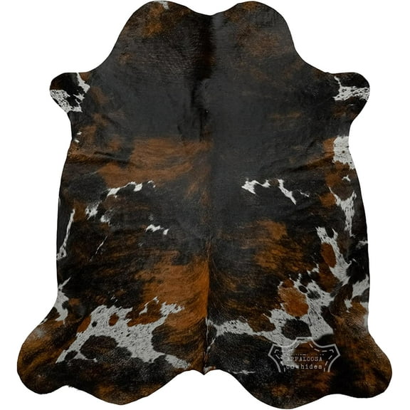 Genuine Cowhide Rug - Natural Cow Leather Rugs for Bedroom & Area Rug Living Room - Real Cowhide Rug for Western Home Decor - Dark Tricolor Cow Hide Rugs Collection