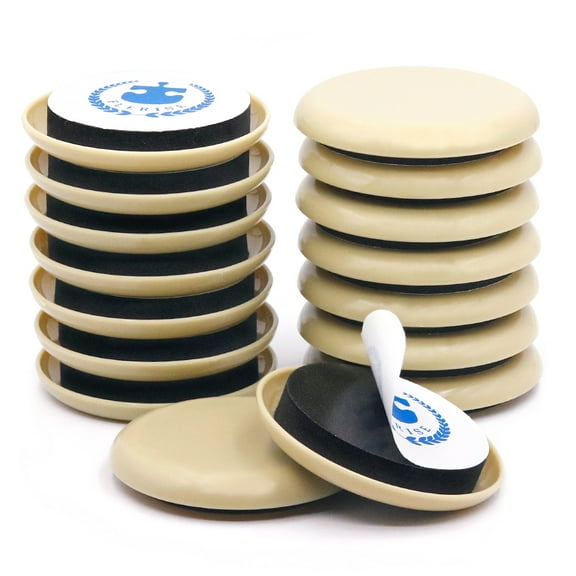 Furniture Sliders 2.5 Inch 16PCS FLERISE Self-Stick Furniture Pads for Carpet Adhesive Furniture Movers with Round