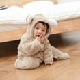 thumbnail image 5 of Warm Hooded Jumpsuit Long Sleeve Button Cartoon Romper Winter Pajamas Cartoon Outfit for Christmas or Halloween 6-9 Months, 5 of 8