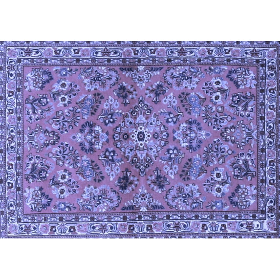 Ahgly Company Machine Washable Indoor Rectangle Persian Blue Traditional Area Rugs, 8' x 10'