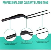 OCreme 8 Inch Purple Stainless Steel Precision Kitchen Culinary Offset Tweezer Tongs