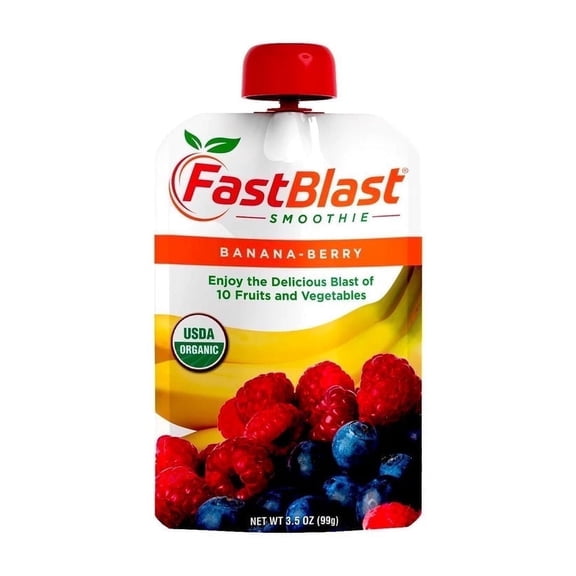 FastBlast Banana-Berry 100% Smoothie - Refreshing & Energizing Blend 3.5 oz (99g)