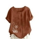 thumbnail image 1 of Vestidos Casuales Para Mujer, Blusas De Mujer De Moda Blusa informal de lino con botones y manga corta estampada para mujer, 1 of 4