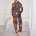 thumbnail image 3 of Pajama Sets for Women 2 Pcs, BBQ Icons Button Down Long Sleeve Sleepwear Lounge PJ Sets, 3 of 6