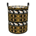thumbnail image 1 of Balery traditional Elephant Cesta de ropa redonda con asas, impermeable, independiente, para ropa, juguetes, dormitorio y familia-Medium, 1 of 6