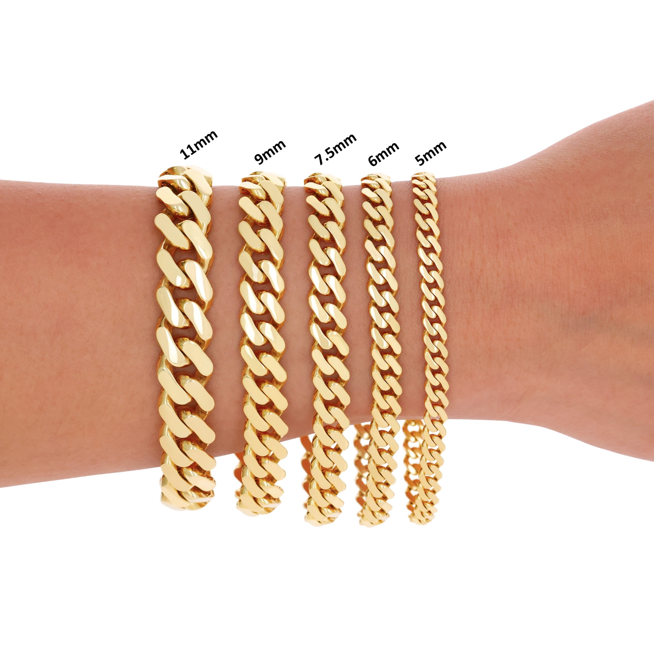 Nuragold 14k Real Yellow Gold Royal Monaco Miami Cuban Link Bracelet 7"-9" (5mm-17mm) Italian Jewelry for Men & Women