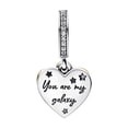 thumbnail image 2 of 925 Sterling Silver Two Tone Heart Dangle Charm for Bracelet Charms Bangle Pendant Jewelry, 2 of 2