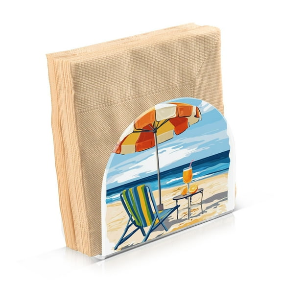 JSTEL Beach Travel Napkin Holder for Table Cocktail Farmhouse, Paper Napkins Dispenser for Home Kitchen Coffee Shop Dining Room Decor