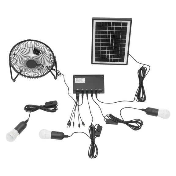 TFCFL Solar Fan and Lamp Kit Outdoor Solar Lighting & Fan Kit Solar Powered Fan with 3 Bulbs