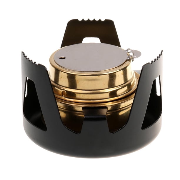 Aleación De Aluminio Portátil Mini-luz Mini Estufa De Camping Con Quemador De Alcohol De Latón Herramienta De Mochilero De Viaje Al Aire Libre - Elija El Color Negro Baoblaze Mini