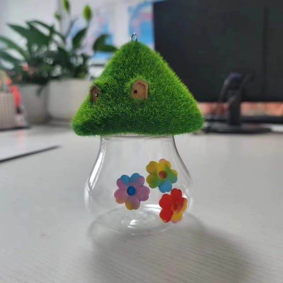 Hummingbird Water Feeder Outdoor Hanging Decorated with Water Spout Mushroom Shape Bird Feeding Station Garden Backyard Decor