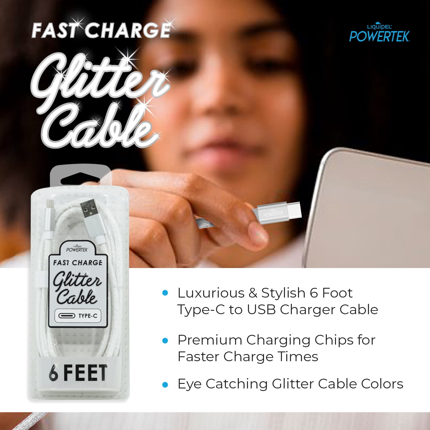 Liquipel Powertek Glitter Type C Cable