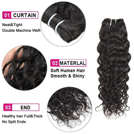 Allove 7A Malaysian Virgin Hair Water Wave 4 Pcs Wet and Wavy Human Hair Weave, (The Best Wet And Wavy Hair Weave)