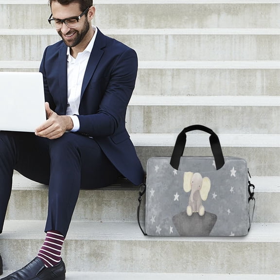 Iauyy 16inch Laptop Briefcase for Men/Women , Detachable Strap & Padded Compartment,Water-Resistant BagBusiness Travel File and Notepad,Small and Grey