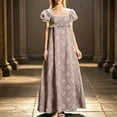 thumbnail image 3 of Women's Regency Dresses Puff Sleeve Square Neck Color Block Printed Flowy Smocked Maxi Dress, 3 of 7
