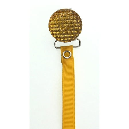 Quilted Crystal Pacifier Clip with Solid Ribbon, Bright Colors