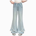 thumbnail image 3 of UAYOTSE Girls Flare Jeans with Lace Trim Hem Wide Leg Denim Pants Elastic Waist Kids Back to School Sweet Fall,Sizes 14 Years, 3 of 9