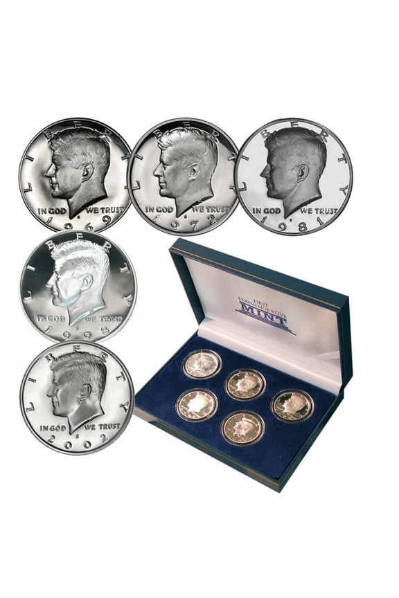 5 Decades of S Mint Proof JFK Half Dollars