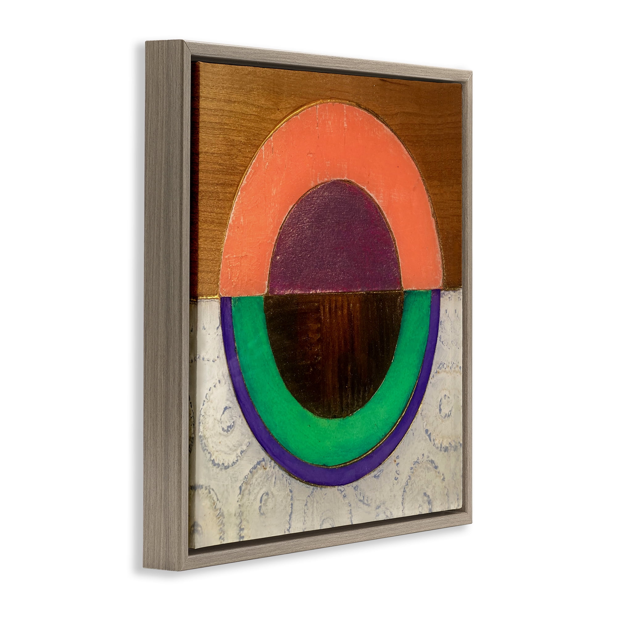 Stupell Industries Horizontal Split Circle Brown Framed Floater Canvas Wall Art, design by Matthew Finger