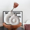 thumbnail image 2 of White Ceramic Donut Vase Set of 2, Hollow Matte Pampas Flower Vases for Boho Home Wedding Party Room Dinner Table Shelf Decor.（White）, 2 of 4