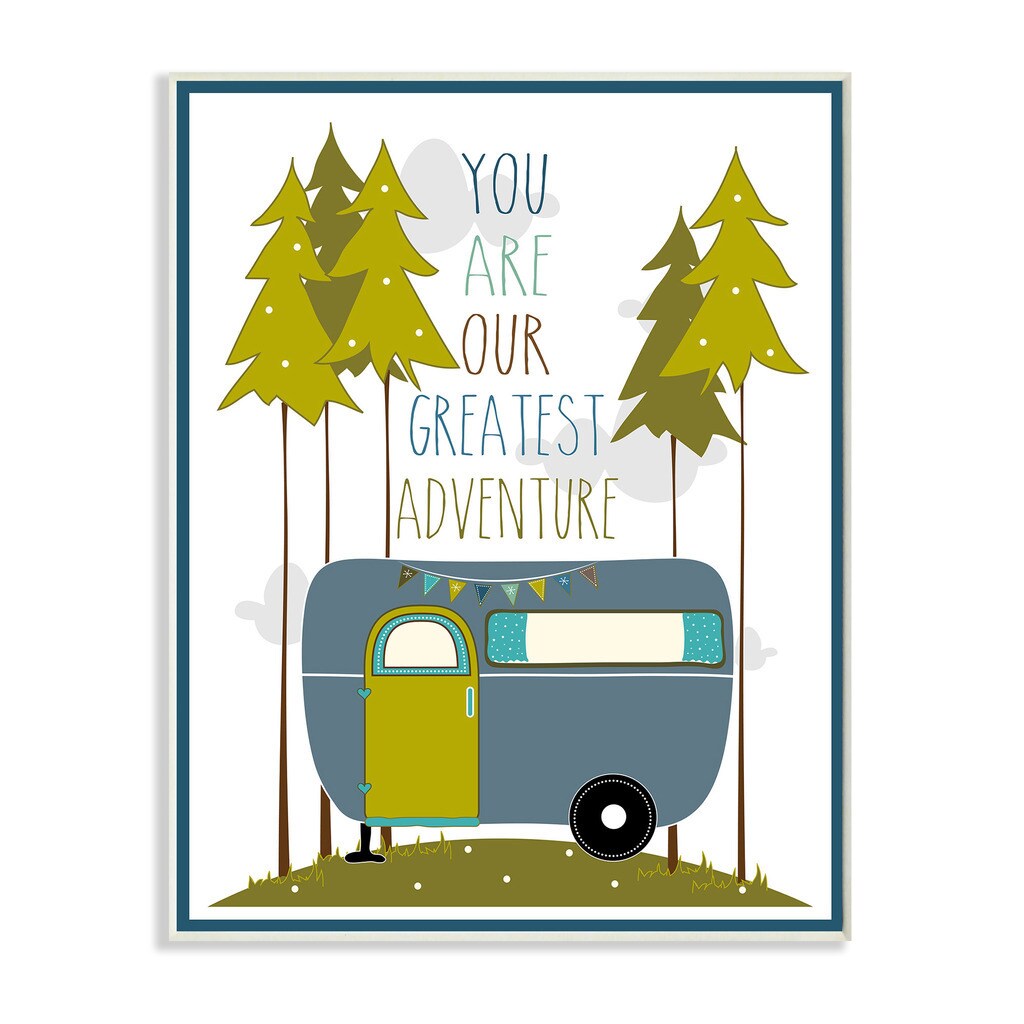The Kids Room by Stupell You Are Our Greatest Adventure Art Wall Plaque, Blue/Green Wall Plaqueby Karen Zukowski (Finny And Zook)