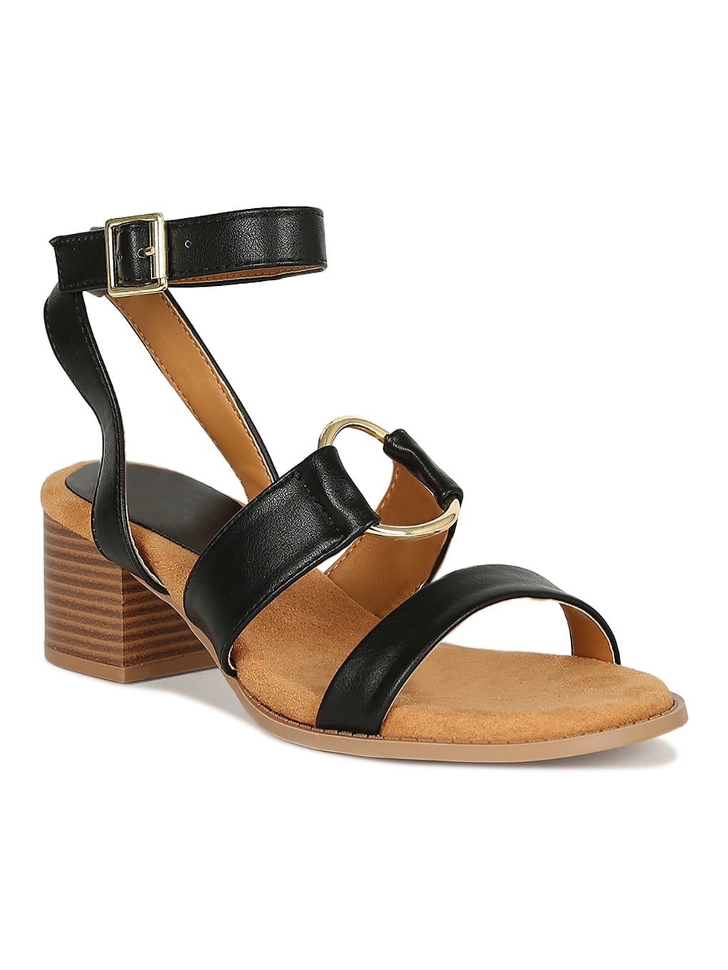 Qupid - Women Ring Vamp Open Toe Ankle Strap Block Heel Sandal 19103 - Walmart.com - Walmart.com