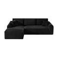 thumbnail image 2 of Muumblus 109" Oversized L-Shaped Modular Sectional Sofa with Movable Chaise, Boneless Corduroy Cloud Couch for Living Room, Black (Left Facing Chaise), 2 of 5