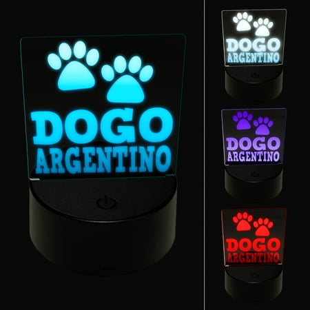 

Dogo Argentino Dog Paw Prints Fun Text LED Night Light Sign 3D Illusion Desk Nightstand Lamp