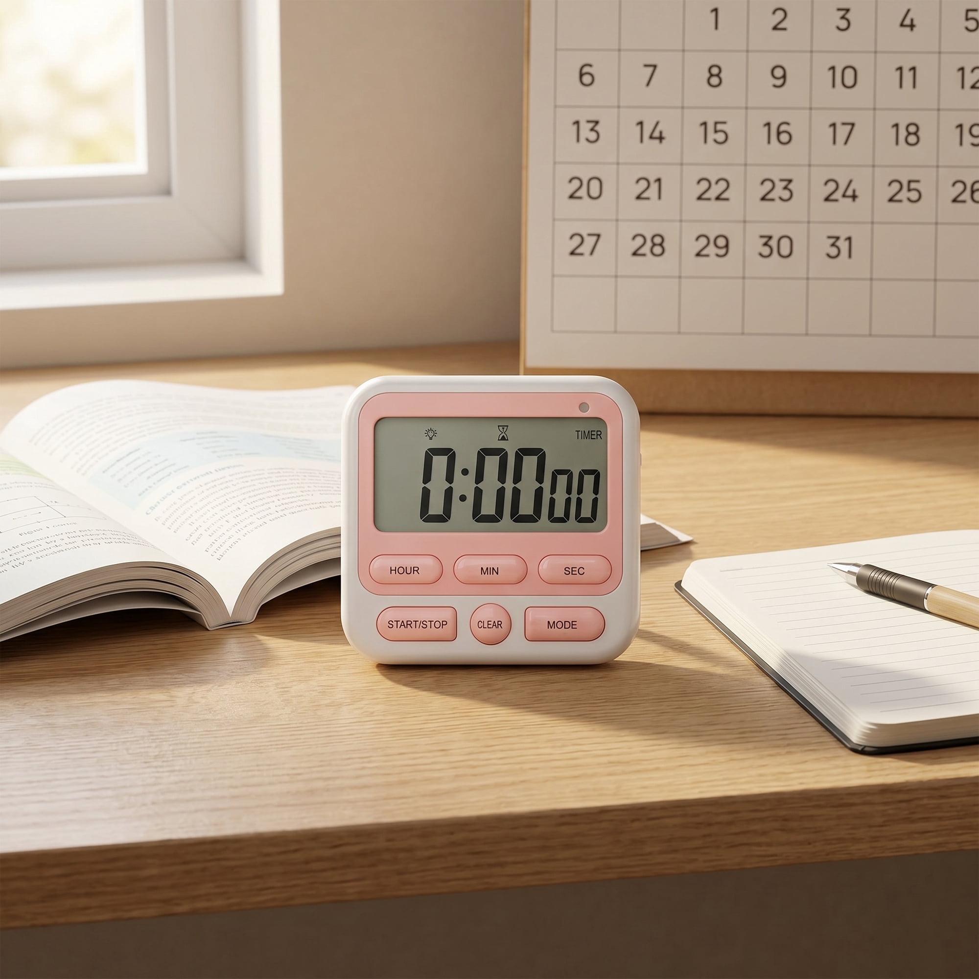 Unique Bargains Kitchen Timer Loud Alarm Clock Magnetic Backing Stand Cooking Timers Pink