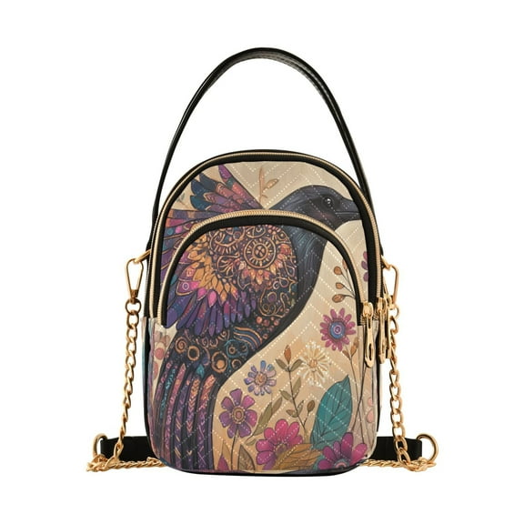 DIXRUYEE Cross Body Fashion Shoulder Waist Purse Bags Mystical Crow Blossom Pocket Handbags
