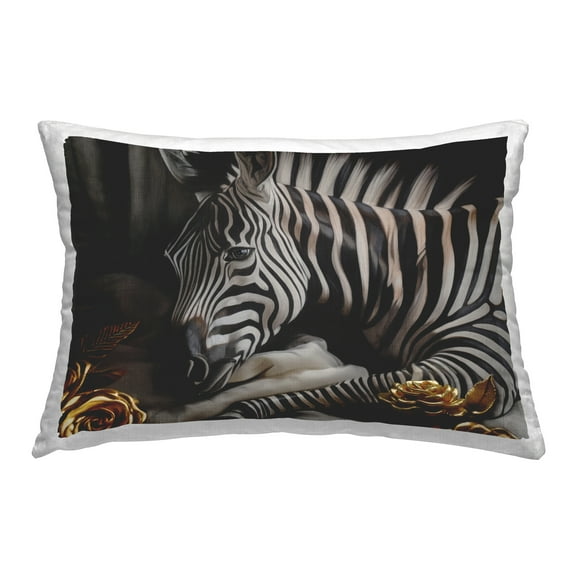 Stupell Industries Zebra & Gold Rose Decorative Printed Throw Pillow Design by Ziwei Li.