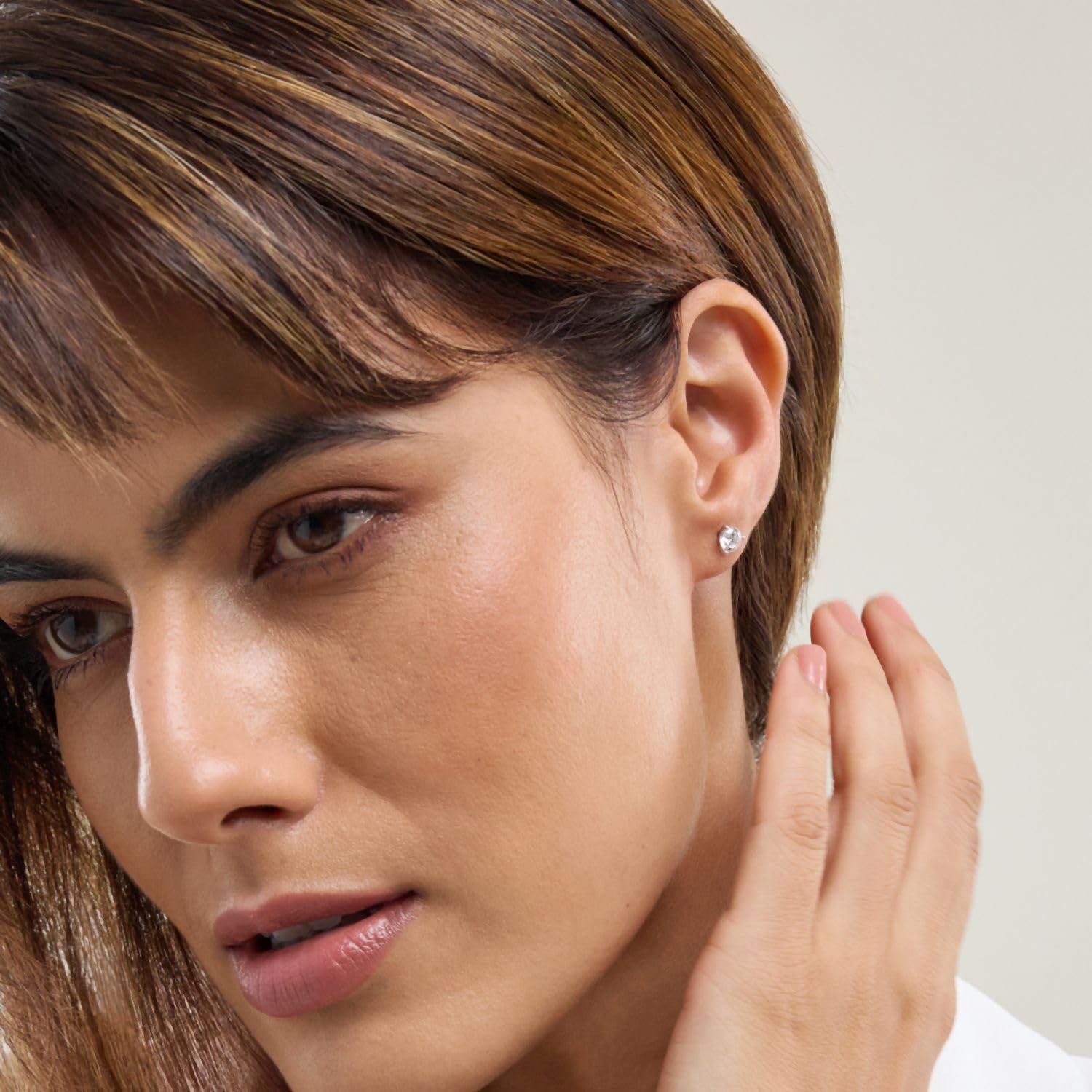 Unique Moments 1/2 Carat Round Lab Grown Diamond Stud Earrings in 14K White Gold Jewelry for Women