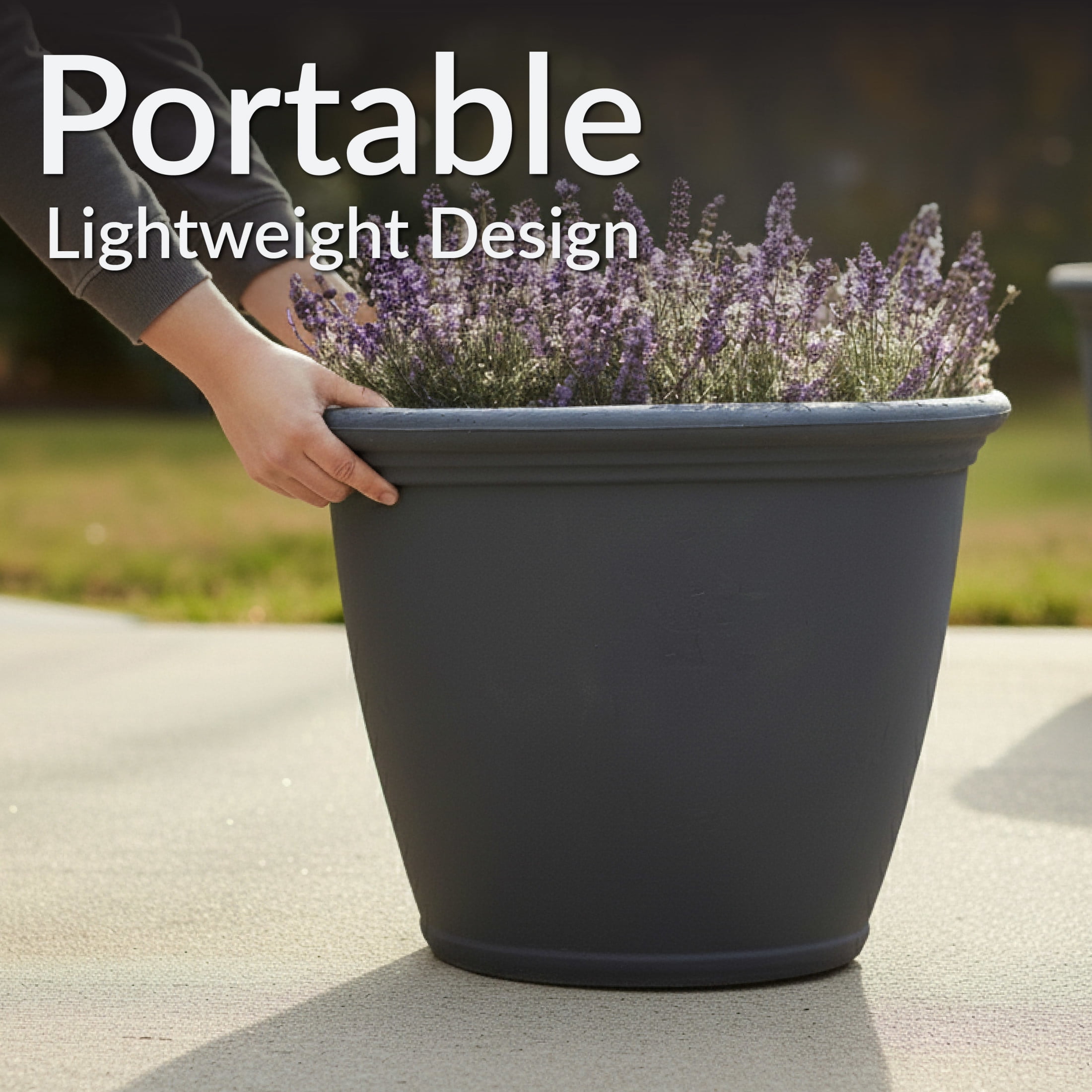 Sunnydaze Anjelica 20" x 20" x 16" Round Slate Polyresin Outdoor Planter Pot