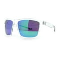 thumbnail image 5 of Polarized Color Mirror Mens Rectangle Sport Horn Rim Plastic Sunglasses Clear - Teal Mirror, 5 of 8