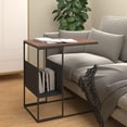 thumbnail image 2 of Mesa auxiliar VidaXL en forma de C negro/marrón de ingeniería de madera y hierro, 2 of 6