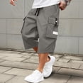 thumbnail image 2 of Inglocry Men Casual Drawstring Capri Cargo Pants, 2026 New Shorts Quick Dry 3/4 Knee Length Loose Fit Work Shorts Multi Pockets Gray XL, 2 of 5