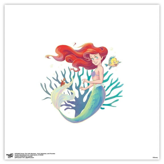 Gallery Pops Disney The Little Mermaid - Ariel, Sebastian, and Flounder Wall Art, Unframed Version, 12" x 12"