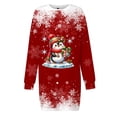 thumbnail image 4 of Wyzesi Robes de Fête de Noël pour Femmes en Velours Robe Chandail de Noël Imprimée pour Femmes Col Rond Manches Longues Ample Sans Capuche Robe Décontractée Robes de Maternité Hiver Longue, 4 of 5