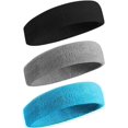 thumbnail image 1 of Bandas para el sudor Diadema deportiva para hombres y mujeres - Banda para el sudor de tela de rizo de algodón atlética que absorbe la humedad para tenis, baloncesto, correr, gimnasio, 1 of 5