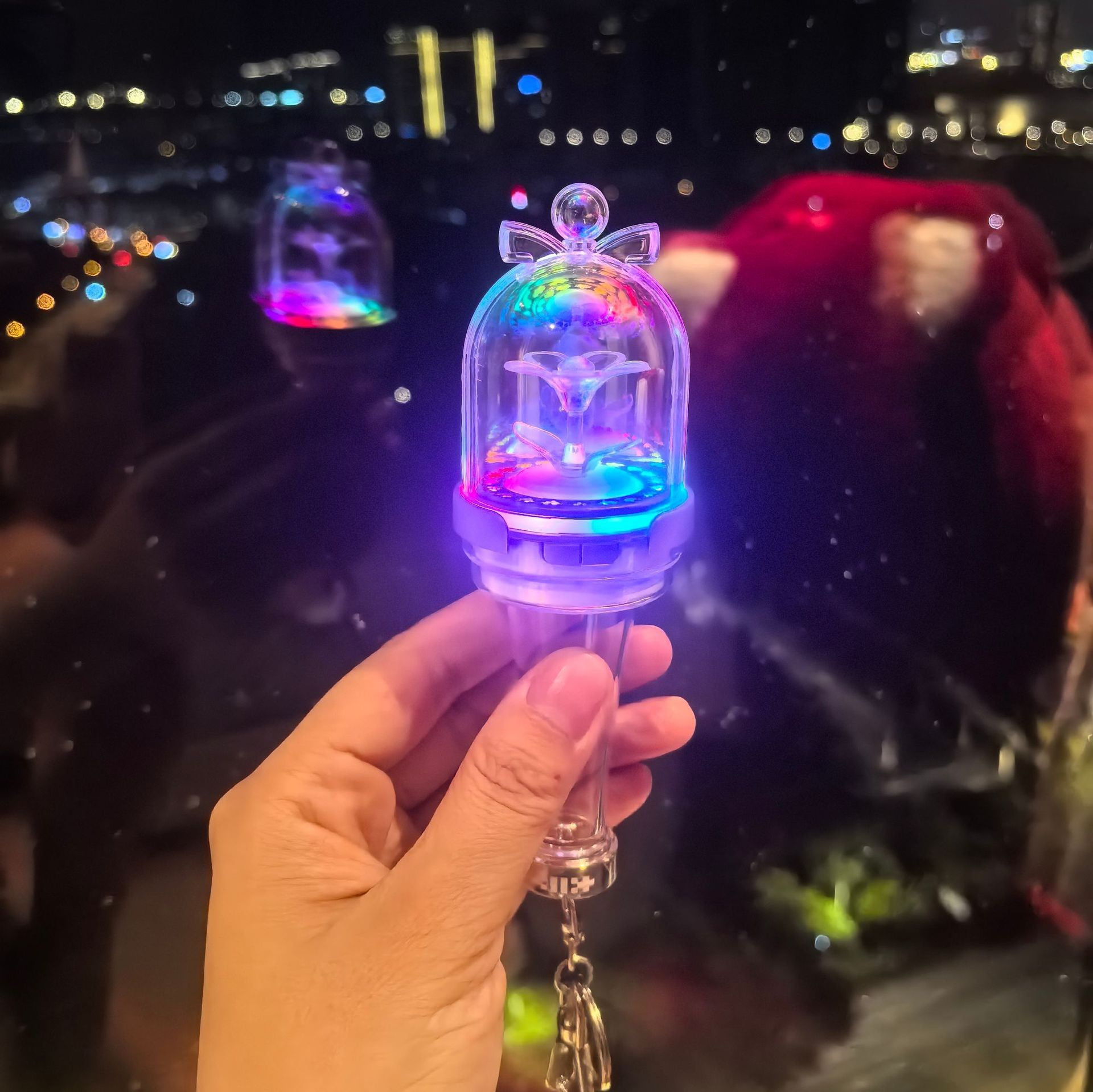 ILLIT Lightstick Keychain,K-pop Keyring Pendant Bag Accessories Merch Gift (Built-in Battery)