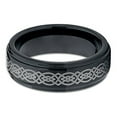 thumbnail image 2 of 7mm Tungsten Wedding Band Black Tungsten Ring Anniversary Tungsten Band Celtic Design Men Women Comfort Fit, 2 of 3