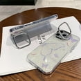 thumbnail image 3 of Designed for iPhone Case,Luxury Butterfly Pearl Pattern Electroplating Camera Lens Protection Kickstand Shockproof Protective Cover Phone Case (iPhone 12 Pro,White), 3 of 6