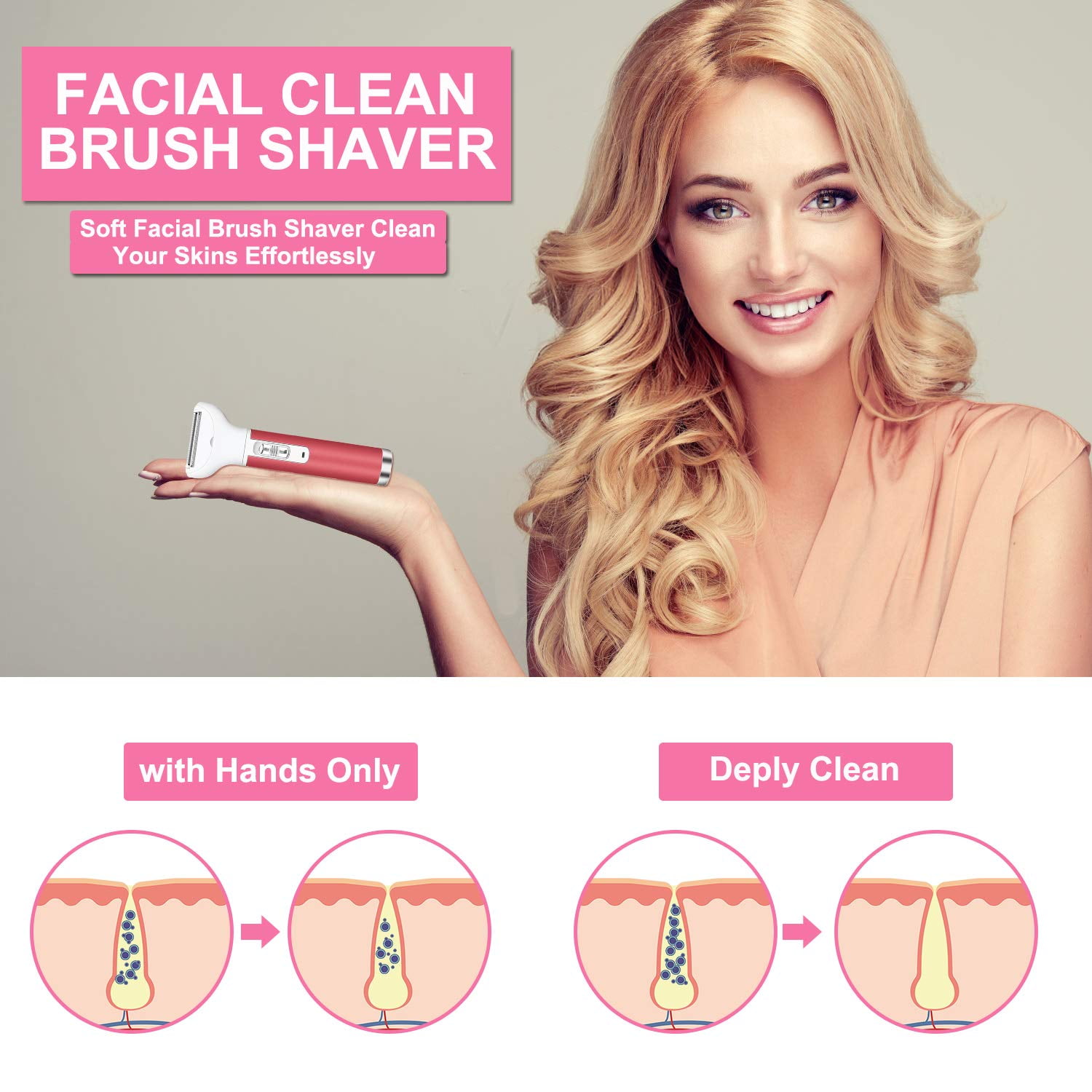 Buy Hoey Electric Razor for Women, 5 in 1 Cordless Face Shaver Set, Wet