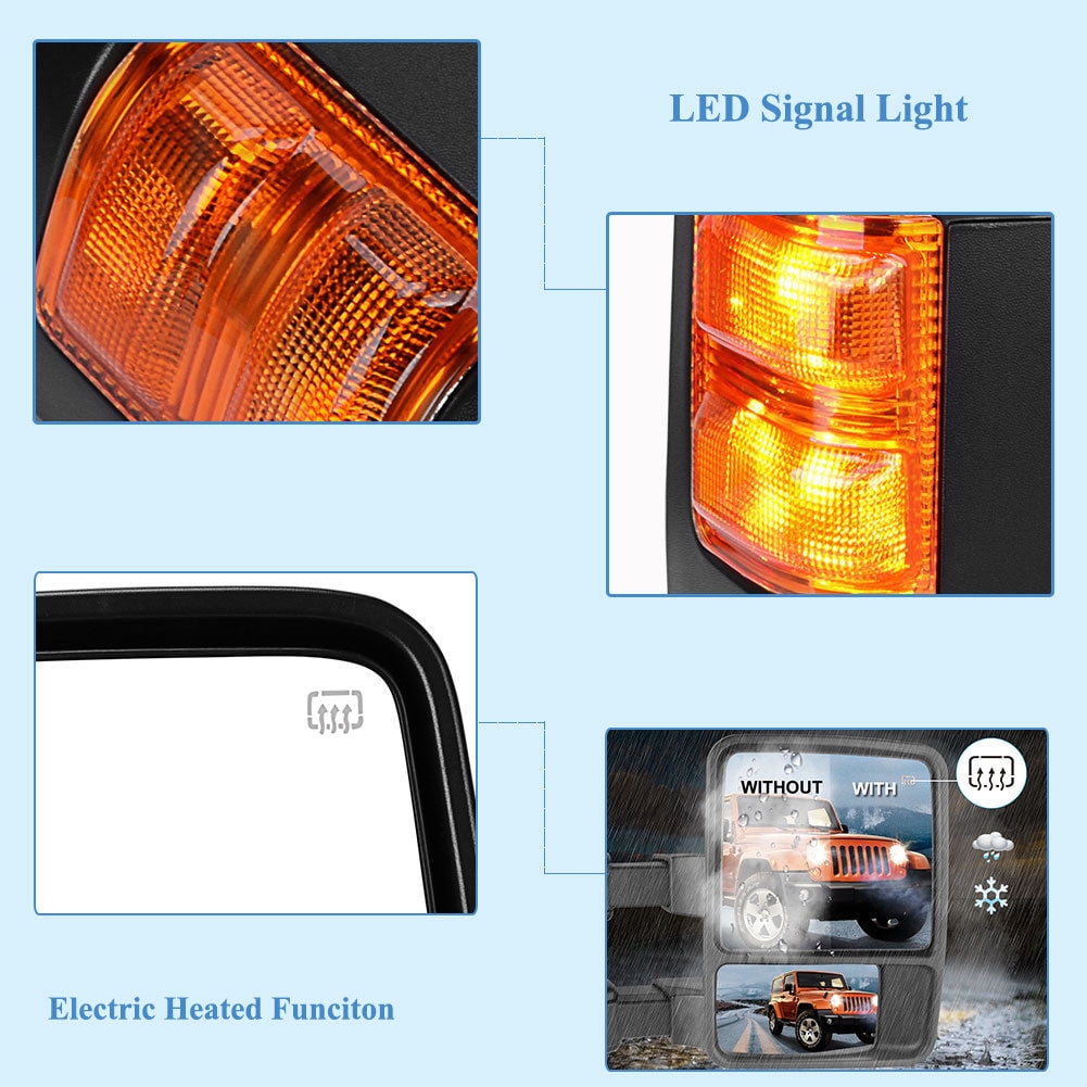 MANUAL TOW TOWING SIDE MIRROR W//AMBER LED SIGNAL RIGHT FOR 08-16 FORD SUPER DUTY