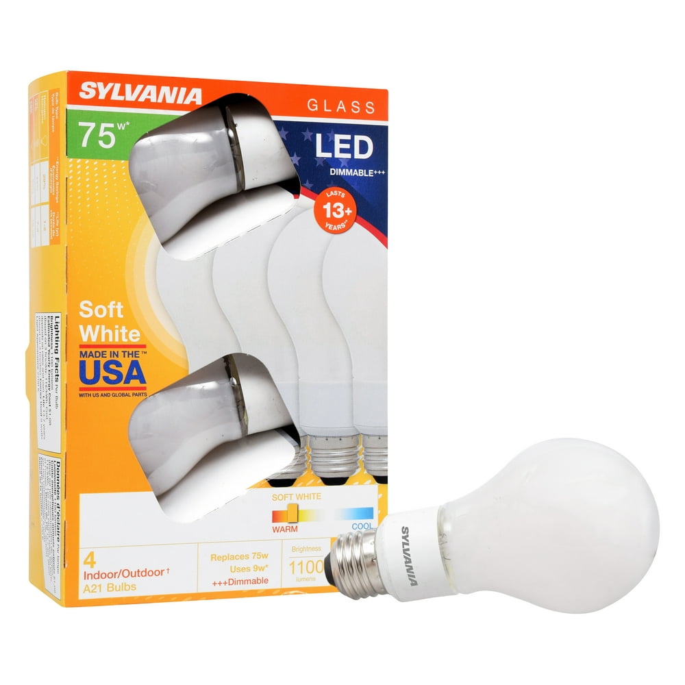 Sylvania 75W Equivalent A21 LED Light Bulb, Glass, Dimmable, Soft White
