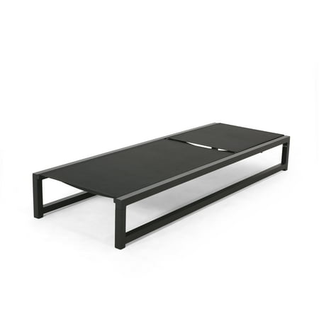 Noble House Reclining Aluminum Outdoor Chaise Lounge Black